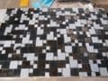 0.54m2  ( 6 tile) CLEARANCE / DAMAGED Black Glass / Stone/Stainless Steel Mosaic 300 x 300 x 8 mm